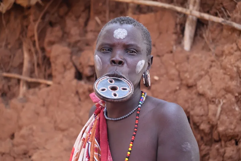 A woman of the Mursi Tribe, one of the most feared tribes of the Omo Valley